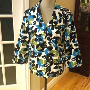 A colorful jacket size med. Black, blue, green